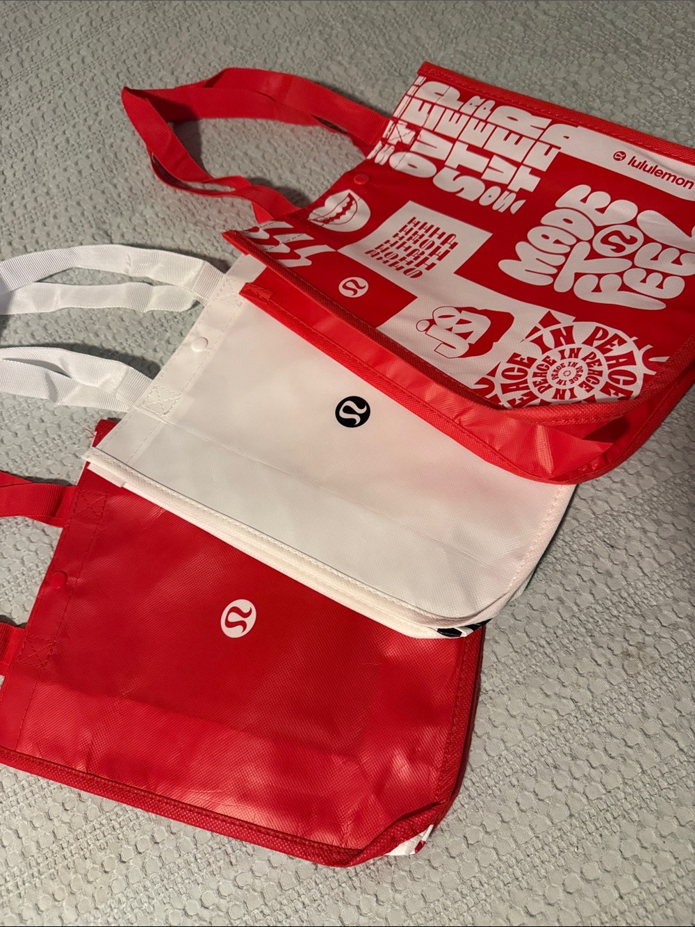 lululemon athletica Tote Bags - (1) White and (2) Red BUNDLE